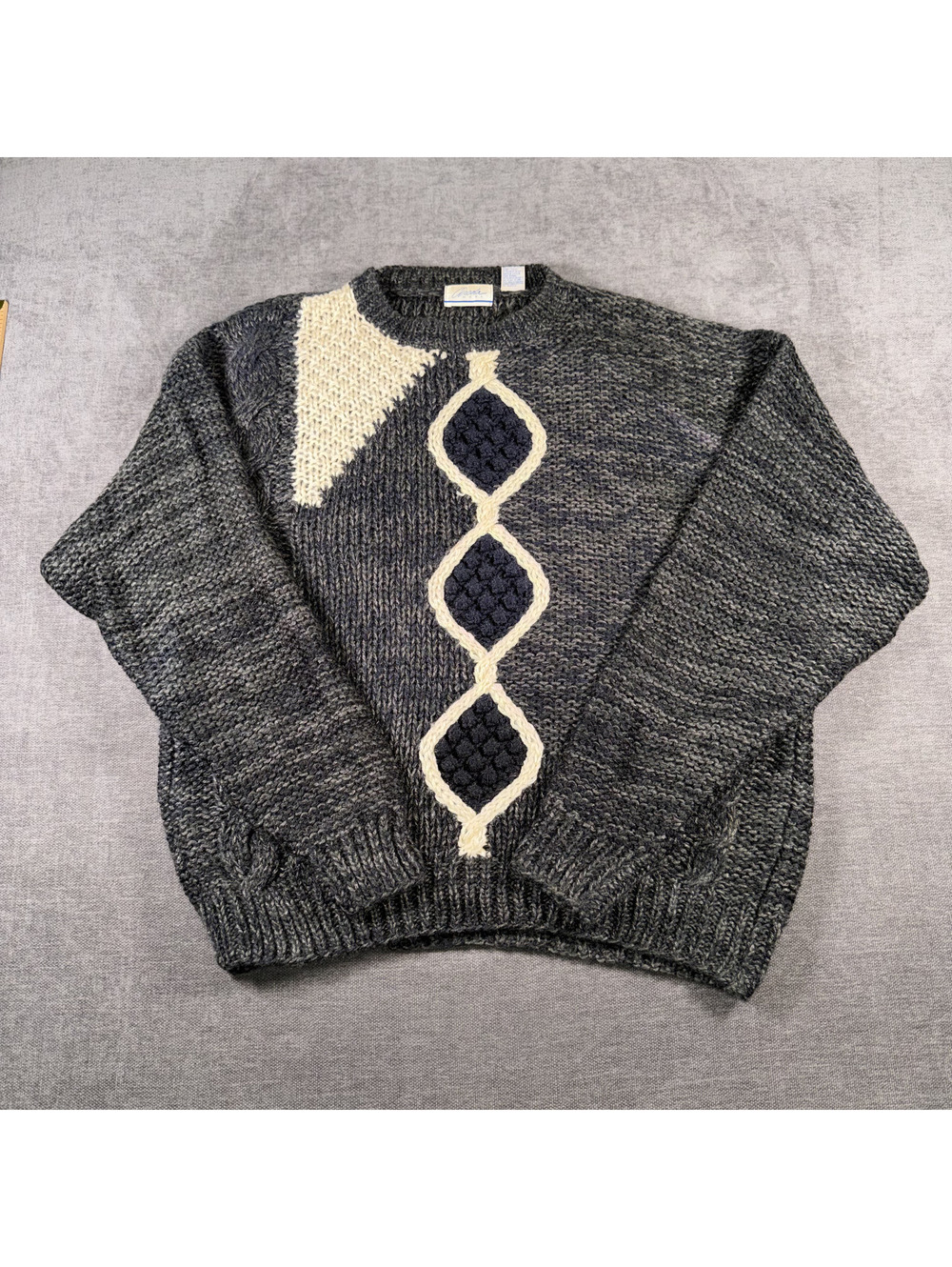 Circola Moda Men's Gray Acrylic Knit Sweater Medium